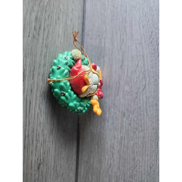 Vtg 1996 Garfield in Christmas Wreath w/Santa Hat Trim-A-Tree Ornament Paws - Picture 2 of 10